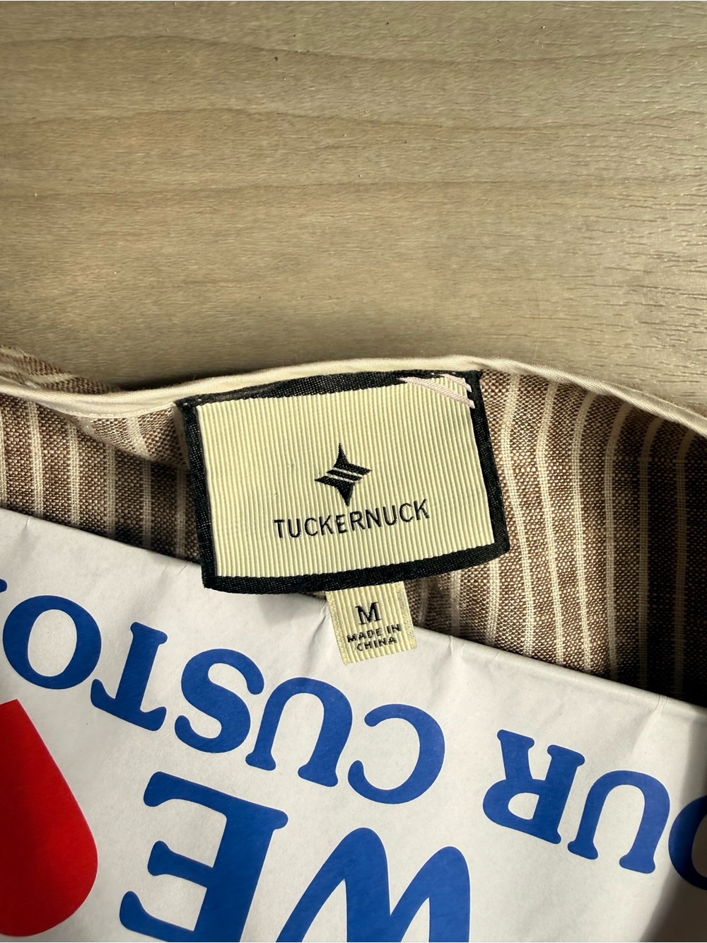 Tuckernuck linen Tobi mini dress - brown and cream - Picture 3 of 3